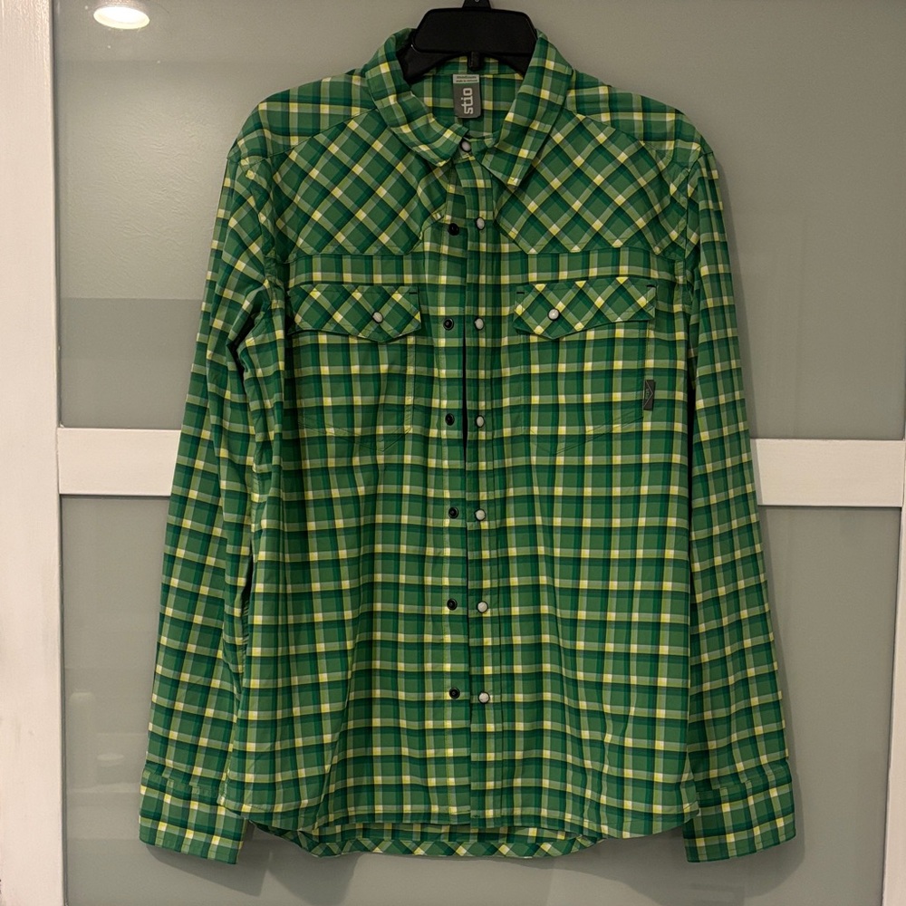 Stio Green Plaid Snap-Front Button Shirt
